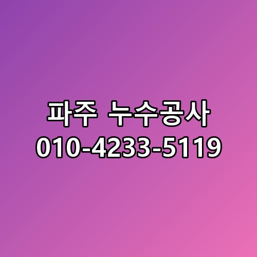 파주 누수공사 010-4233-5119 놓치면 후회할 포인트