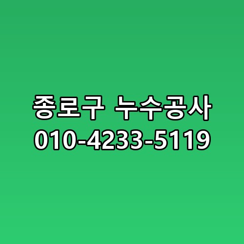종로구 누수공사 010-4233-5119 놓치면 후회할 포인트