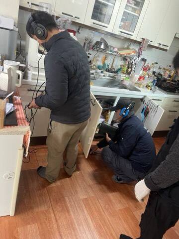 누수 현장 주방 싱크대 배관 탐지