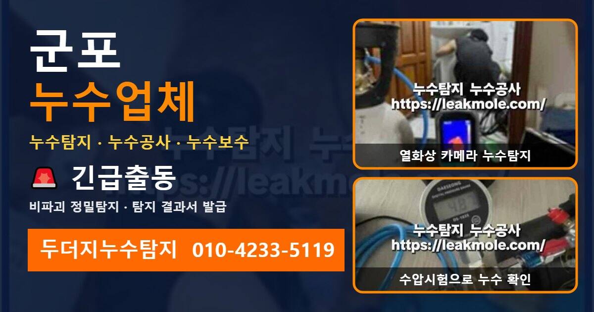 군포누수업체 두더지누수탐지 010-4233-5119